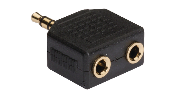 Audio Adapter, Straight, 3.5 mm Plug - 2x 3.5 mm Socket