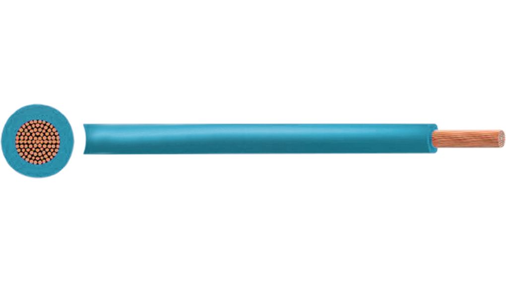 Flexible Stranded Wire PVC, 1.5mm², Bare Copper, Light Blue, H07V2-K, 100m