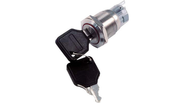 Anti-Vandal Keylock Switch 1CO 250 VAC 3-Pos 45° ON-ON