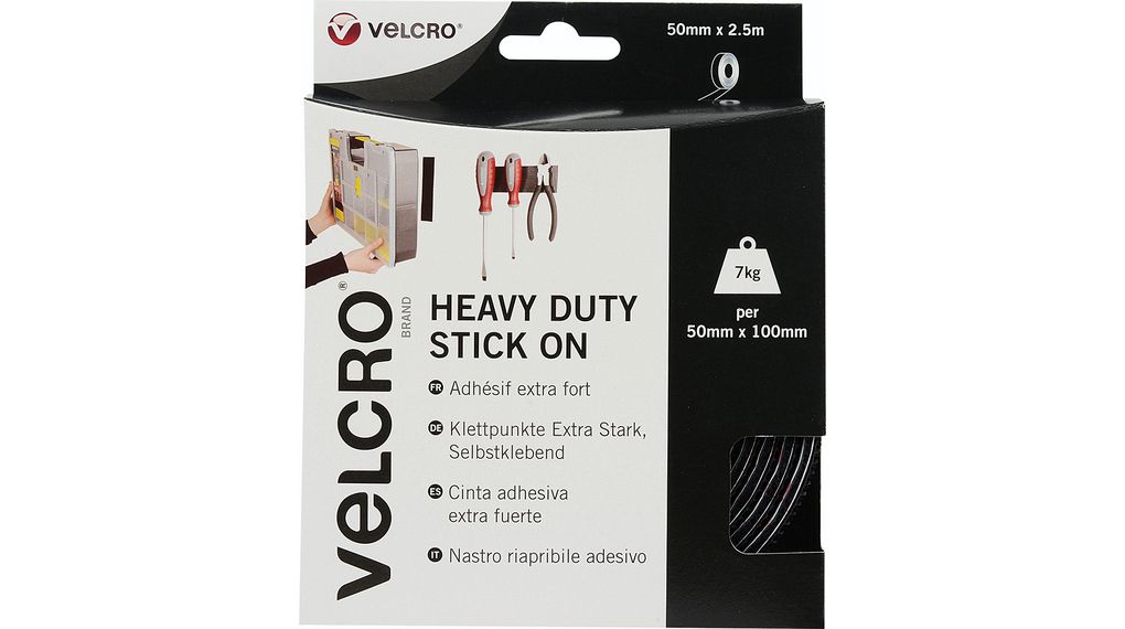  VELCRO Brand VEL-EC60239 Strips 2pk Black Heavy Duty Stick,  50mm x 100mm : Industrial & Scientific