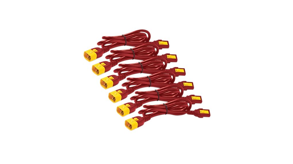 Power Cord, 6pcs, IEC 60320 C13 - IEC 60320 C14, 600mm, Red