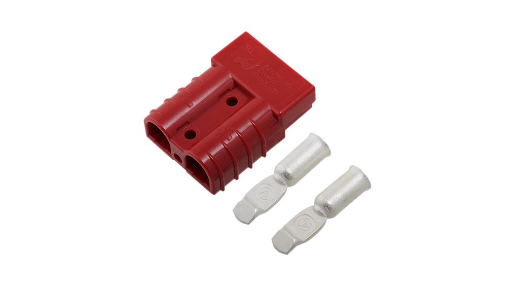 Connector, Plug, 2 Poles, 10AWG, 50A, Red