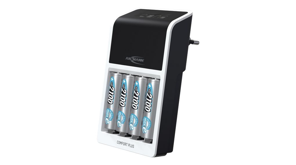 Chargeur de batterie à 4 emplacements + 4 piles AA, Comfort Plus, NiMH / NiCd, AA / AAA / 9V E