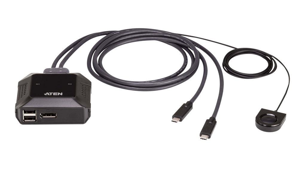 Cable KVM Switch, 4096 x 2160, DisplayPort Socket / 2x USB-A Socket - 2x USB-C Plug