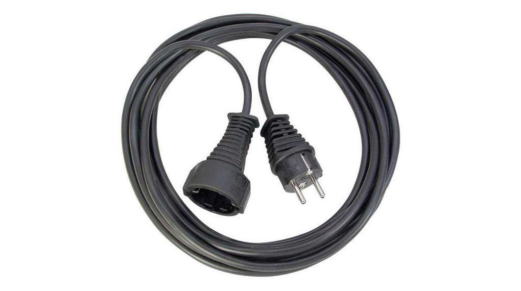 Förlängningskabel IP20 PVC DE typ F (CEE 7/4)-kontakt - DE typ F (CEE 7/3)-uttag 10m Svart