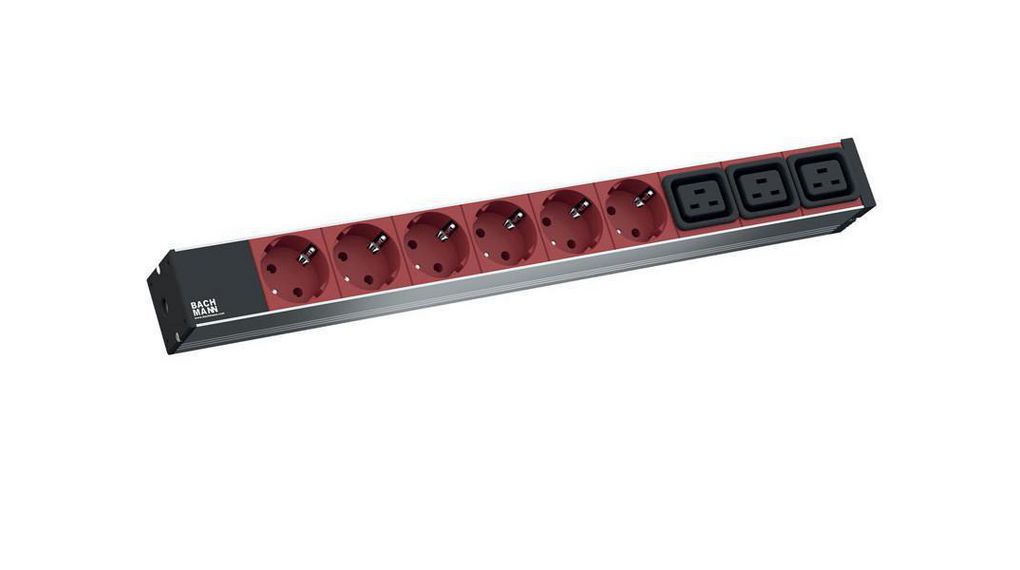 Power Distribution Unit 9x DE Type F (CEE 7/3) Socket / IEC 60320 C19 Socket - IEC 60320 C20 Plug
