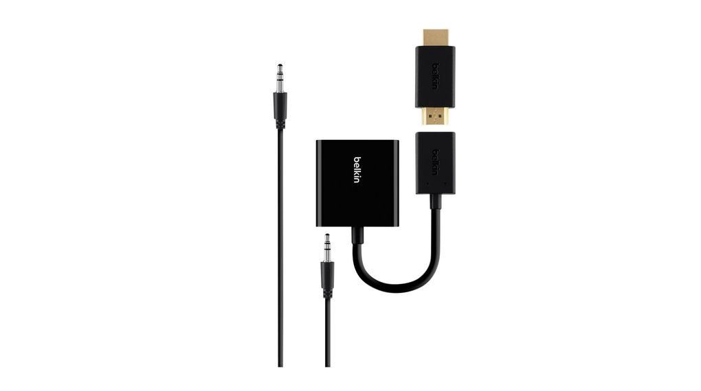 Multi-Port Adapter, HDMI Plug - Audio-In/Out / VGA Socket, Black