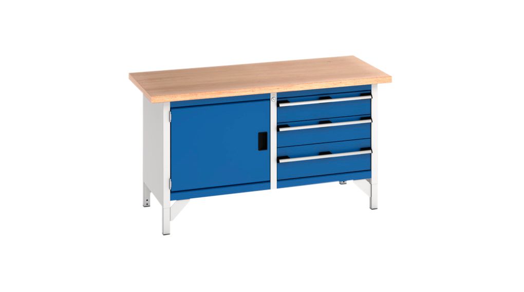 Table de travail avec tiroirs et placard, 1.5m x 750mm x 840mm, 800kg