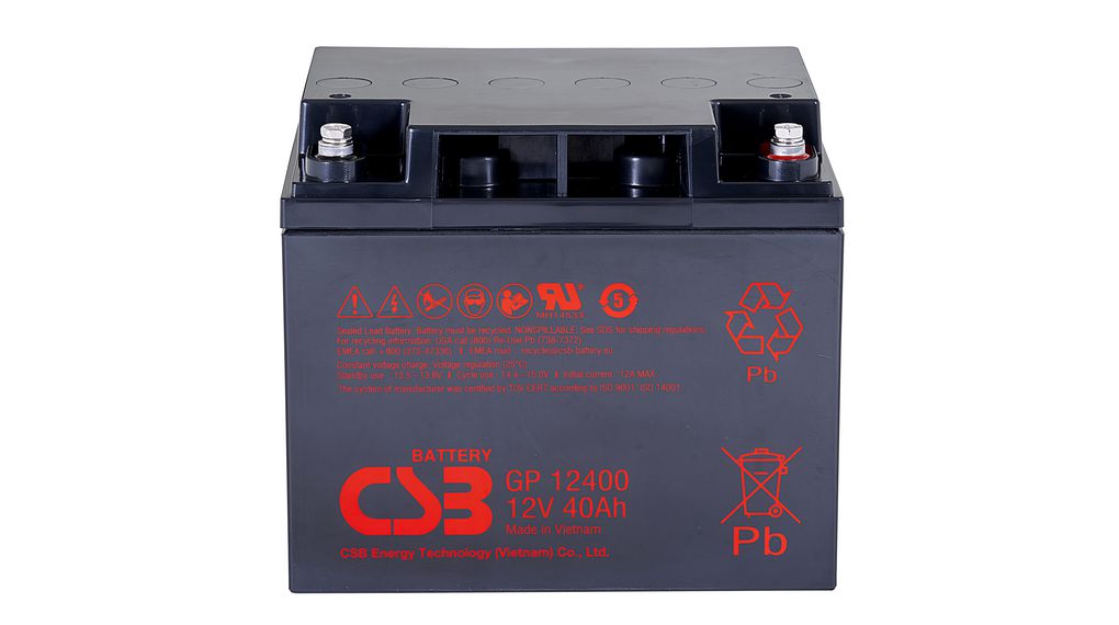 GP12400, CSB Energy Batterie rechargeable, Plomb-Acide, 12V, 40Ah, Borne à  vis, M5