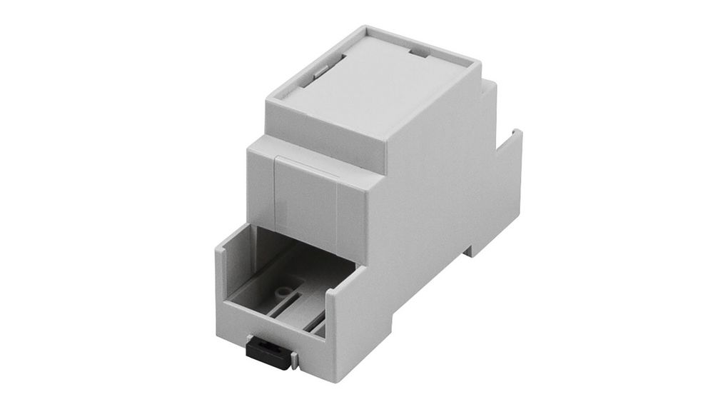 DIN-rail modulebox, formaat 2, massieve bovenkant, beide zijkanten open CNMB 90x36x58mm Lichtgrijs Polycarbonaat IP20