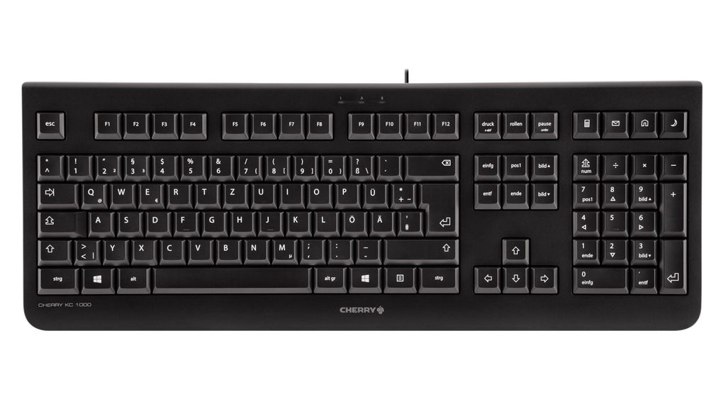 Keyboard, KC1000, US English with €, QWERTY, USB, Cable