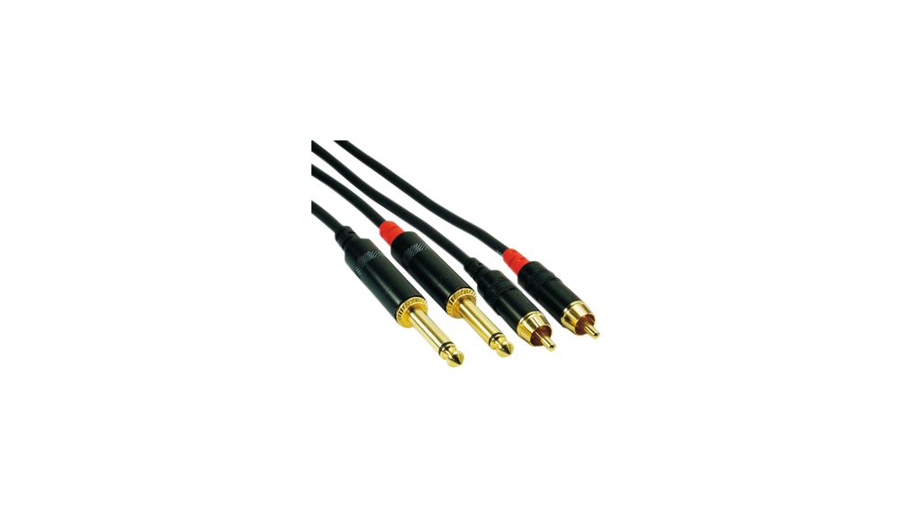 Câble audio, Stéréo, 2x Fiche RCA - 2x Fiche jack 6.35 mm, 2m