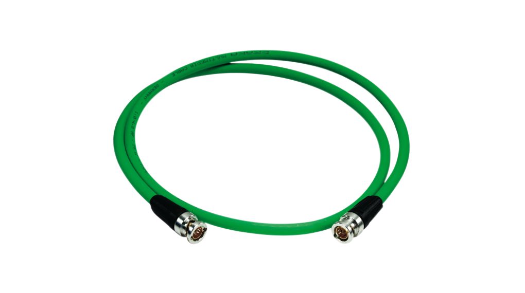 RF Cable Assembly, 75Ohm, BNC Male Straight - BNC Male Straight, 20m, Green