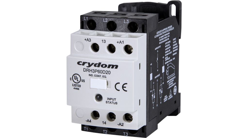 Solid State Contactor, 3NO, 20A, 2.2kW, 600V