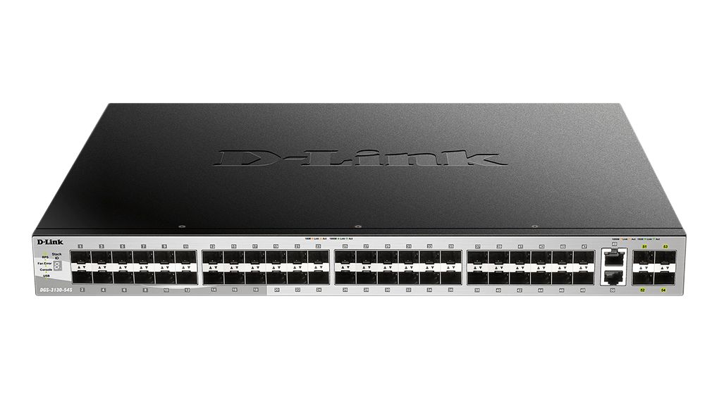 Ethernet-schakelaars, RJ45-poorten 2, Glasvezelpoorten 52SFP / SFP+, 10Gbps, Layer 3 beheerd