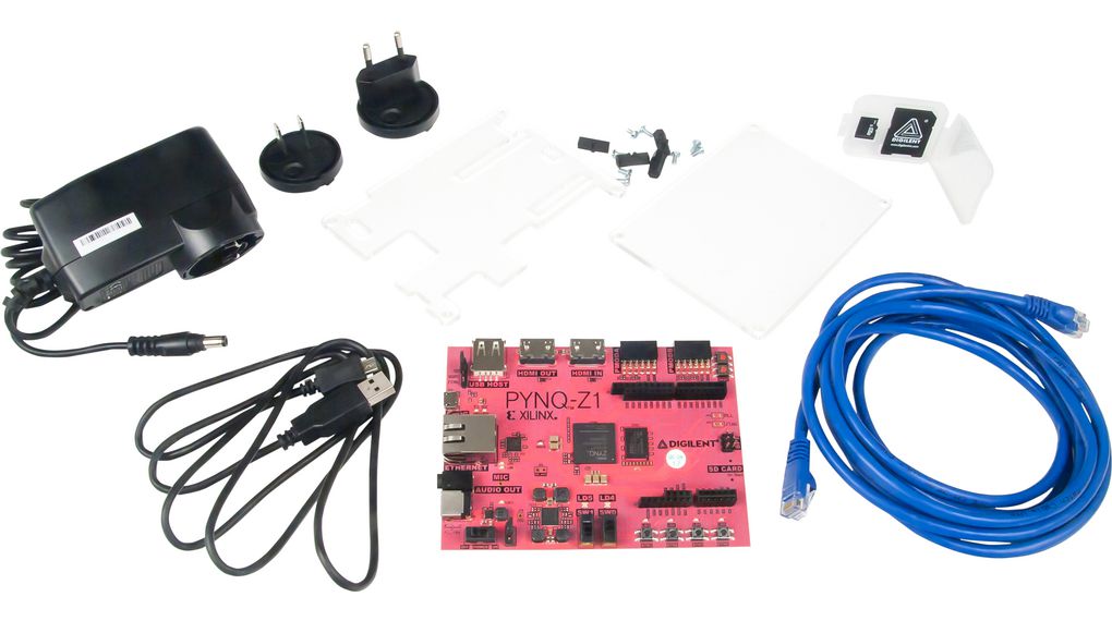 PYNQ-Z1 se sadou příslušenství USB/Ethernet/HDMI/JTAG/SPI/UART/CAN/I²C/MicroSD/PHY/Zásuvka 3,5 mm