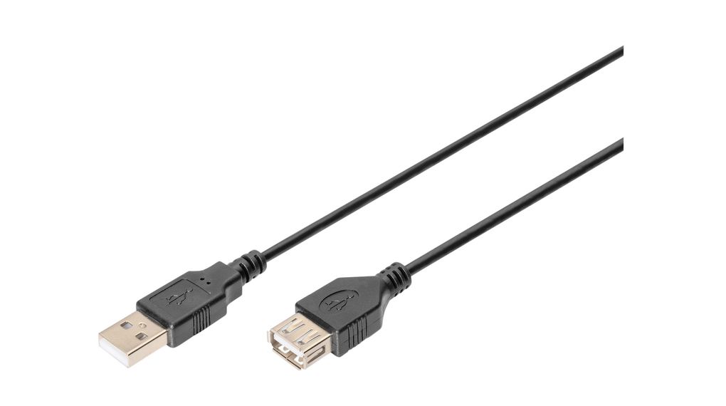 Extension Cable, USB-A-stekker - USB-A-aansluiting, 3m, USB 2.0, Zwart