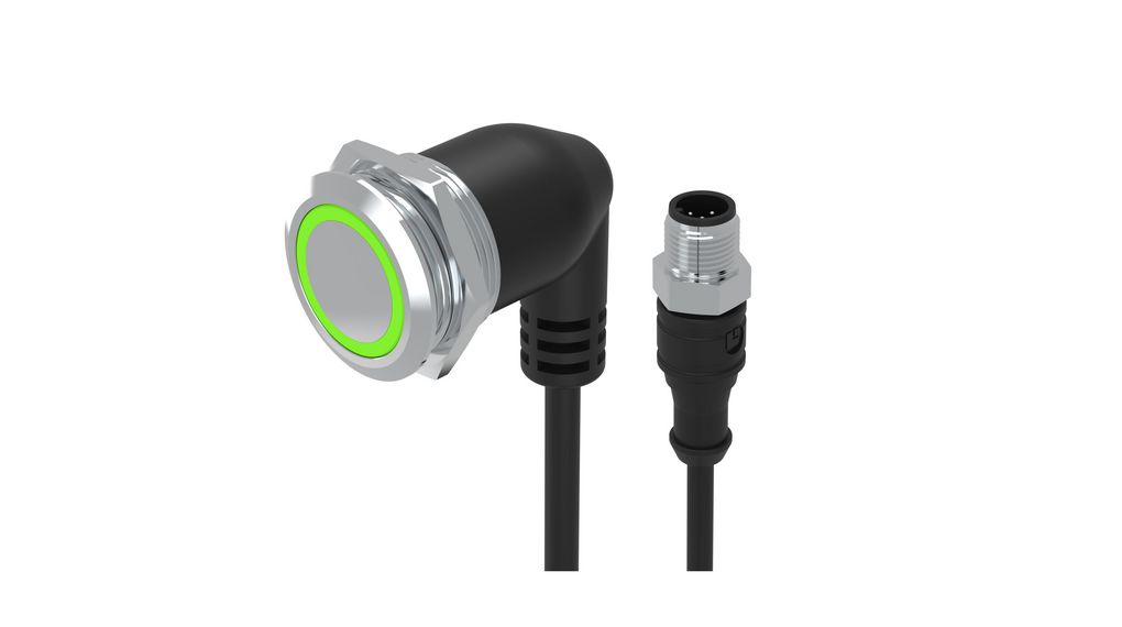 Illuminated Pushbutton Switch Angled Momentary Function 1CO 35 V LED Green Ring M12