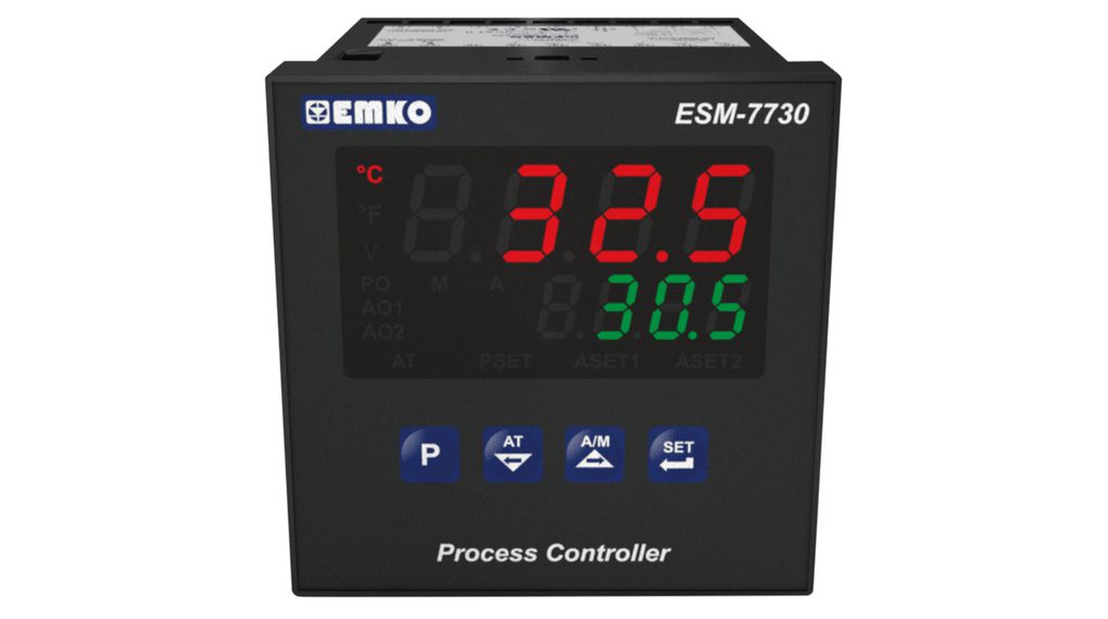 Process Controller, RTD / Thermocouple / Current / Voltage, 24V, Output Type Relay / SSR, 69x69mm
