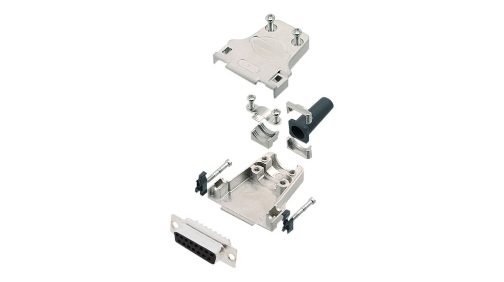 D-Sub Connector Kit, DA-15 Socket, Solder, Zinc