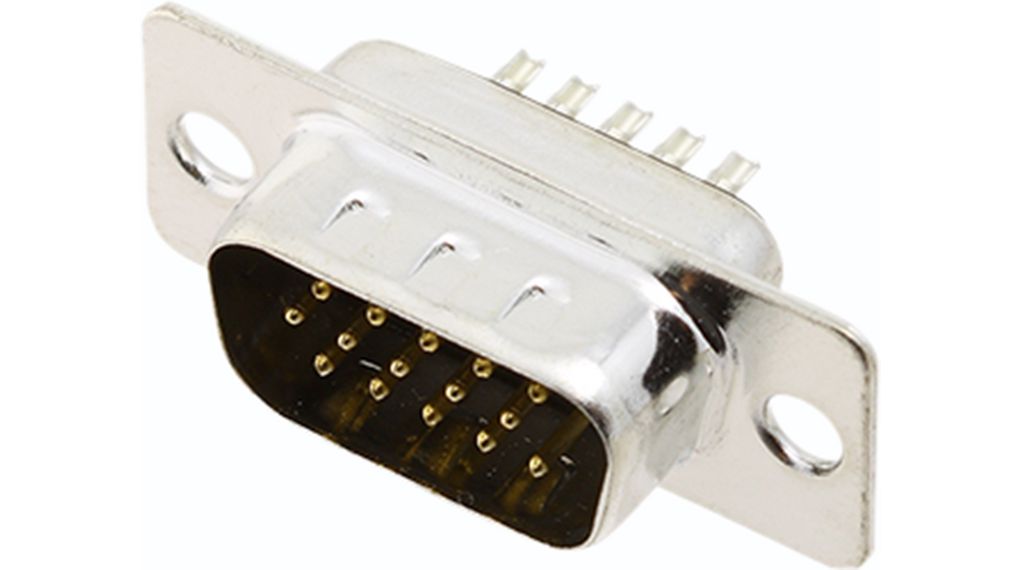 High Density D-Sub Connector, Plug, DE-15, Soldering Lugs / Solder Cup