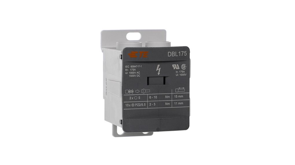 Distribution Block, 12 Way, 10 ... 70 (End 1) mm², 2.5 ... 16 (End 2) mm², 175A, 1 kV ac, 1.5 kV dc
