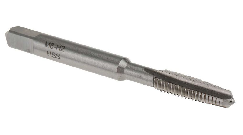 Threading Tap HSS 1-Piece 1mm Pitch Metric Standard Hand Tap M6 Thread, M6