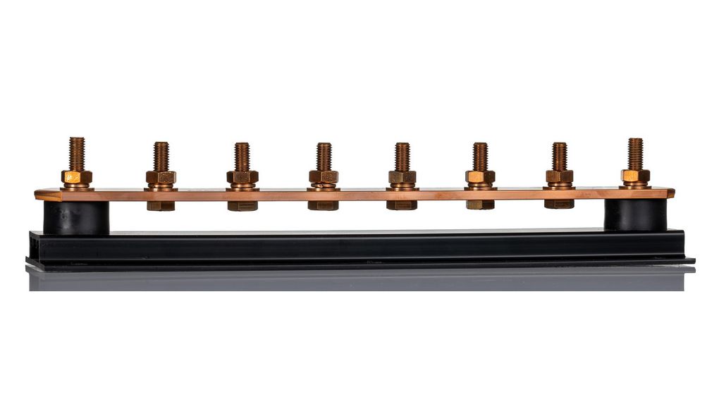 WJ Furse Copper Earth Bar L. 400mm x W. 90mm x H. 90mm 6 Ways