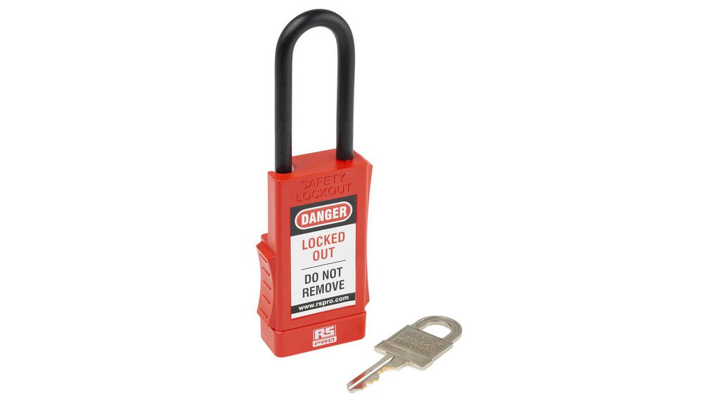 Red 1-Lock ABS, Steel, PVC Safety Lockout Padlocks, 6mm Shackle, 60mm Attachment