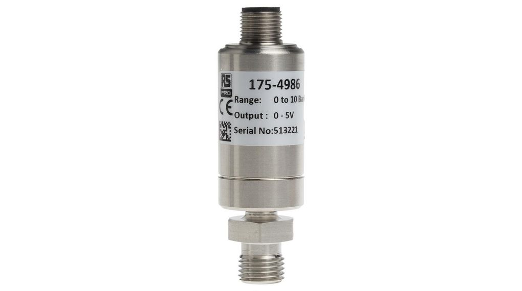 Pressure Sensor, 0bar Min, 10bar Max, Analogue Output, Relative Reading
