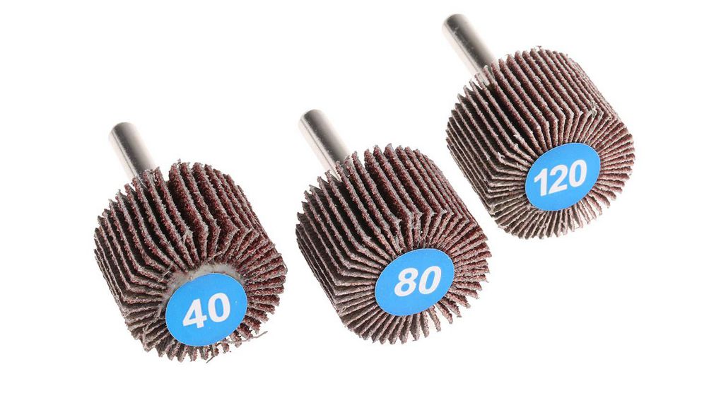 Aluminium Oxide Flap Wheel, 30mm Diameter, P40, P80, P120 Grit