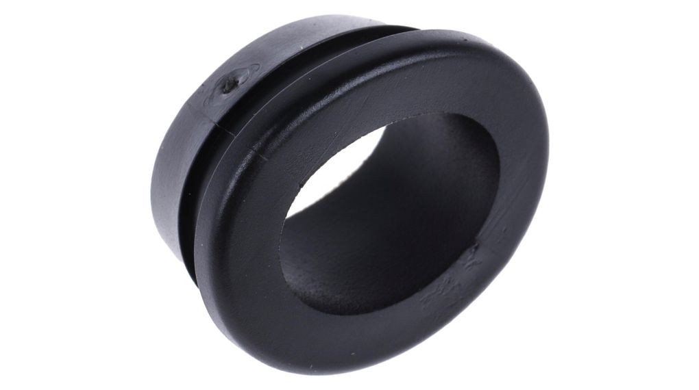 Black PVC 16mm Cable Grommet for Maximum of 12mm Cable Dia.