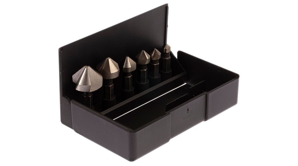 Countersink Drill Bit Set, 6.3 mm, 8.3 mm, 10.4 mm, 12.4 mm, 16.5 mm, 20.5 mm Head, 6 Piece(s)