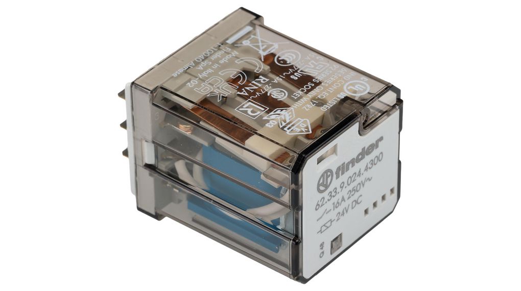 Relay Module Elfa 623390244300 | Finder Plug In Power Relay, 24V dc Coil, 16A Switching ...