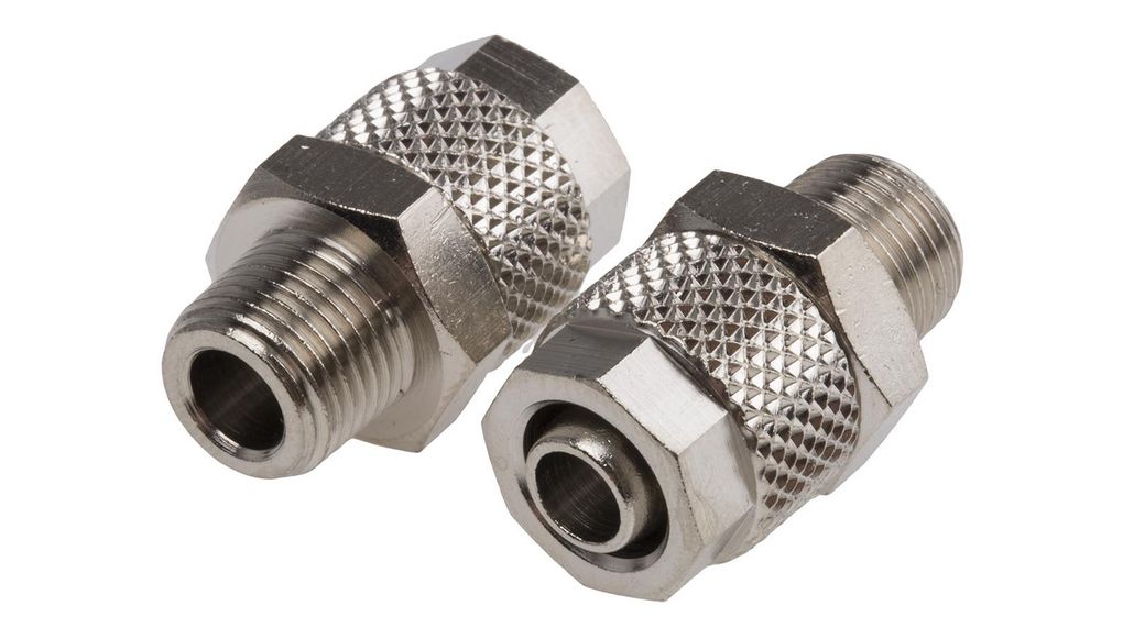 Straight Threaded Adaptor, R 1/8 Male to Push In 8 mm, Threaded-to-Tube Connection Style