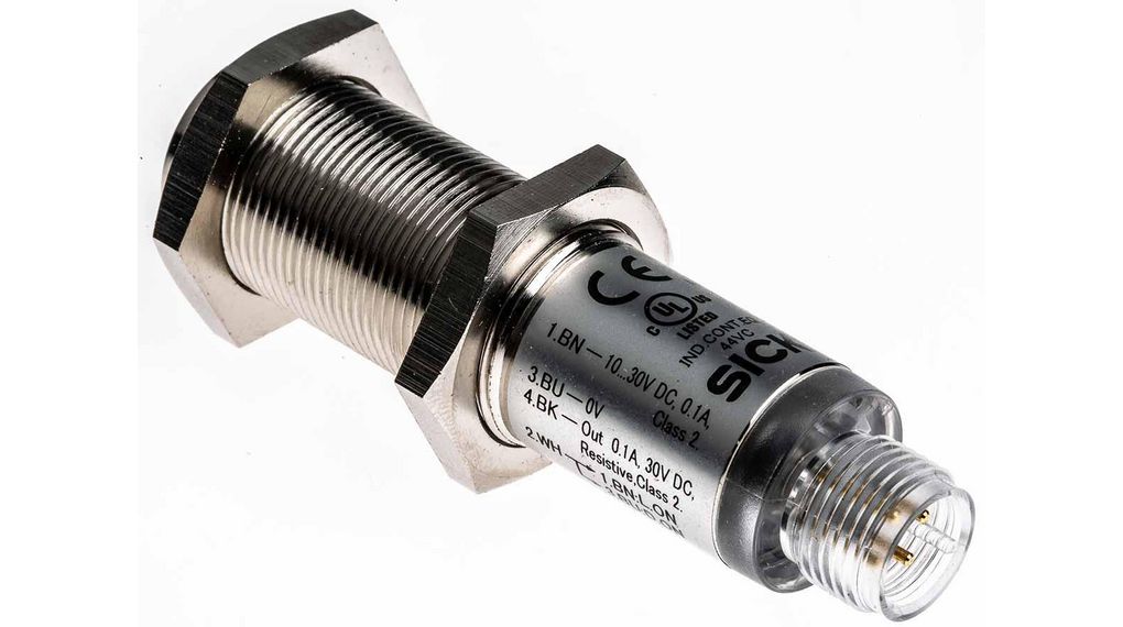 Fotoelektrisk sensor PNP 500mm 0.5ms 30V 30mA LED, synligt rött ljus Kontaktdon, M12, 4-stifts IP67 V180-2