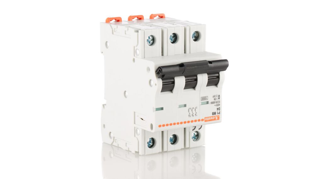 P1MB3PD04 | Lovato ModuLo P1MB MCB, 3P, 4A Curve D, 230V AC, 10 kA ...