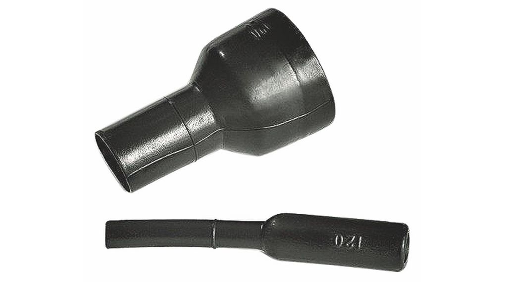 Heat Shrink Breakout Boot, Bottle Shape, 16.5mm, Semi-Rigid Elastomer, Black