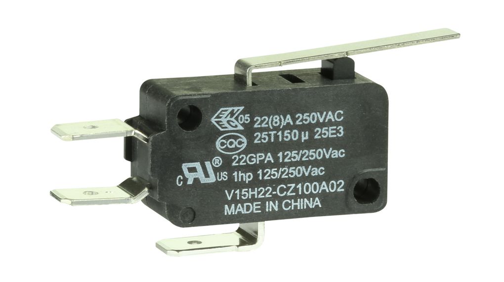 Microschakelaar, V15, 22A, 1CO, 0.96N, Hendel
