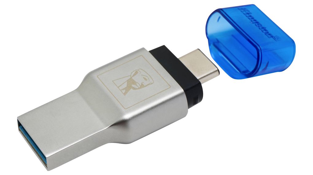 Muistikortinlukija, Ulkoinen, Number of Slots 1, USB-A 3.0 / USB-C 3.0, Sininen / hopea