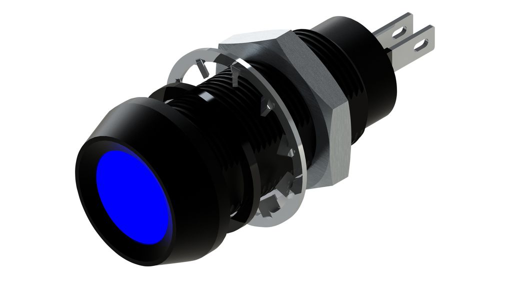 LED-indikator Blå 12.7mm 48VDC 13mA