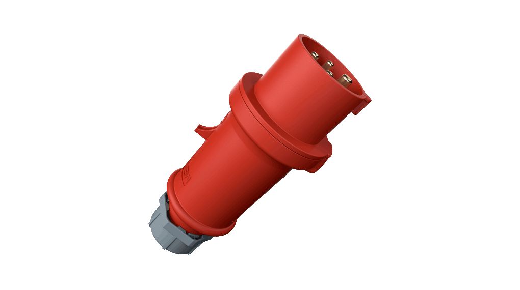 CEE Plug, Red, 5P, Cable Mount, 2.5mm², 16A, IP44, 400V