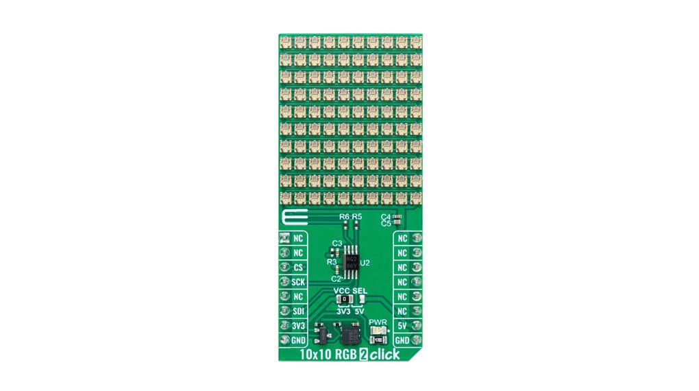 MIKROE-5976 | Mikroelektronika 10x10 RGB 2 Click Dimmable LED Array ...