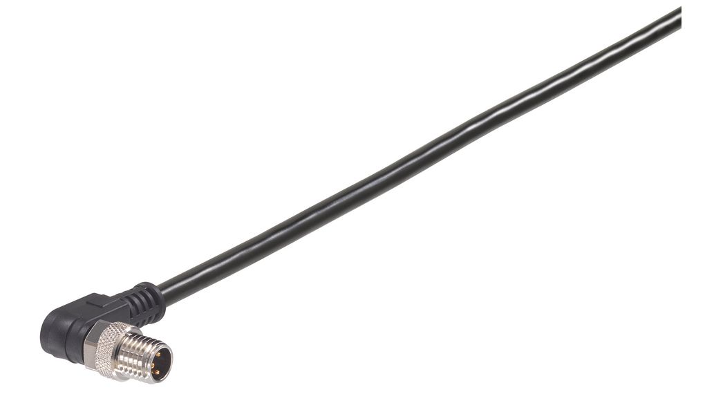 Kabelsatz, Schwarz, Abgewinkelt, 2m, M8-Stecker - Pigtail, Leiter - 4