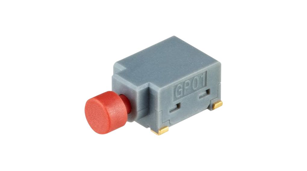 Ultra-Miniature Pushbutton Switch OFF-(ON) 1NO SMD Grey / Red