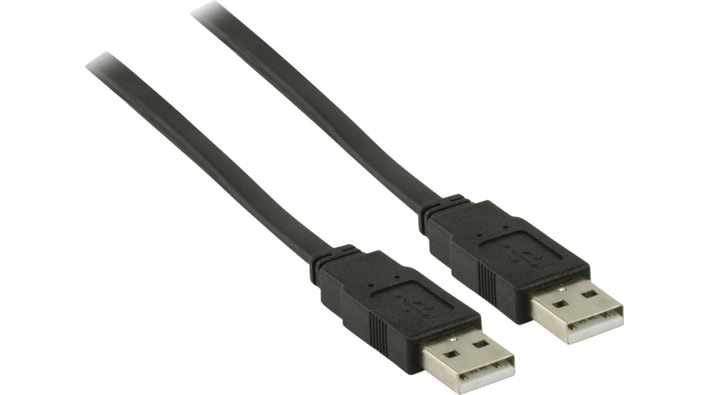 USB Cable, USB-A Plug - USB-A Plug, 1m, USB 2.0, Black
