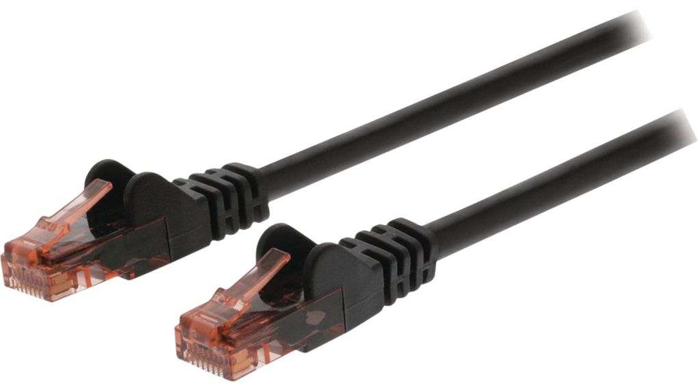 Patch-kabel, RJ45-plugg - RJ45-plugg, Cat 6, U/UTP, 30m, Svart