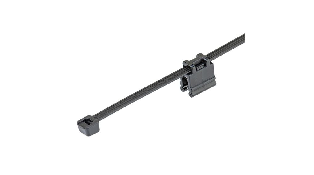 Cable Tie with Edge Clip 188 x 9.4mm, Polyamide, 222N, Black, Pack of 100 pieces