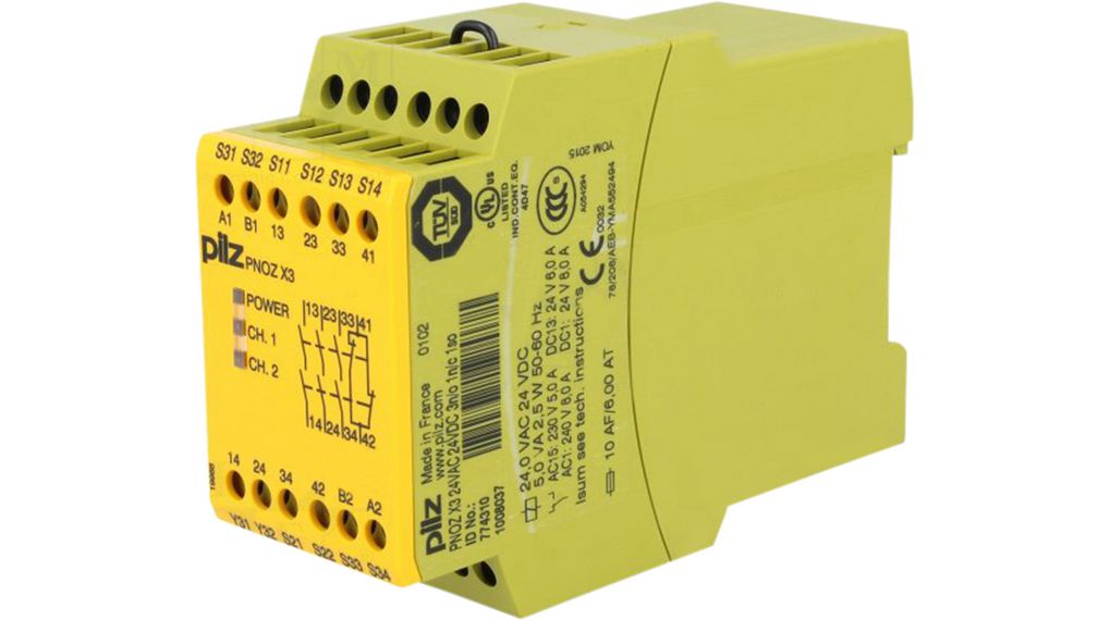 Safety Relay 5A 1NC 3NO DIN Rail Mount