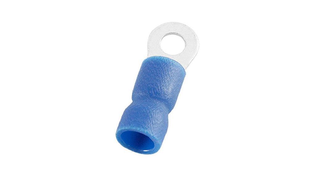 Insulated Ring Terminal, M3.2 Stud Size, 1.5mm² to 2.5mm² Wire Size, Blue, 100 ST
